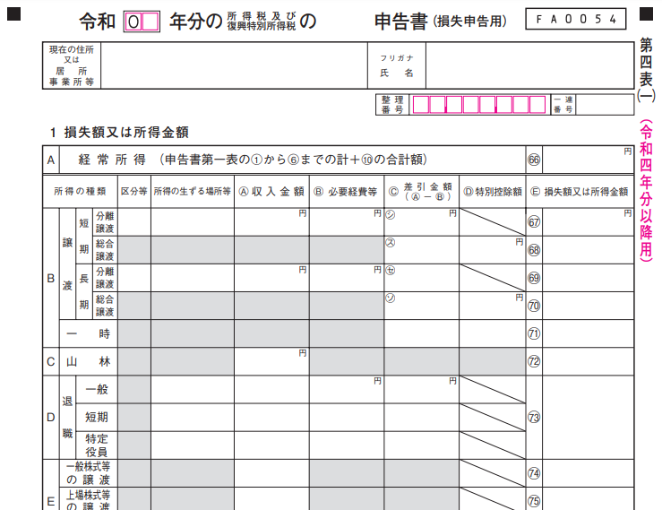 申告書第四表